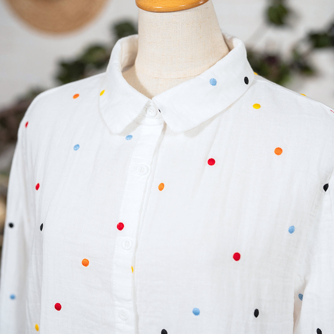 キャンディドット刺繍ブラウス