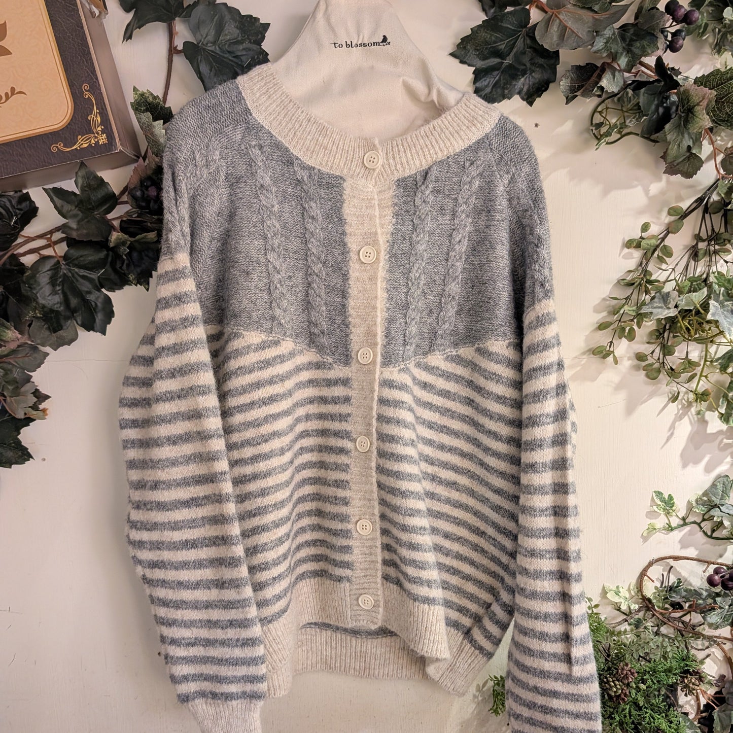 メランジ配色切替カーディガン