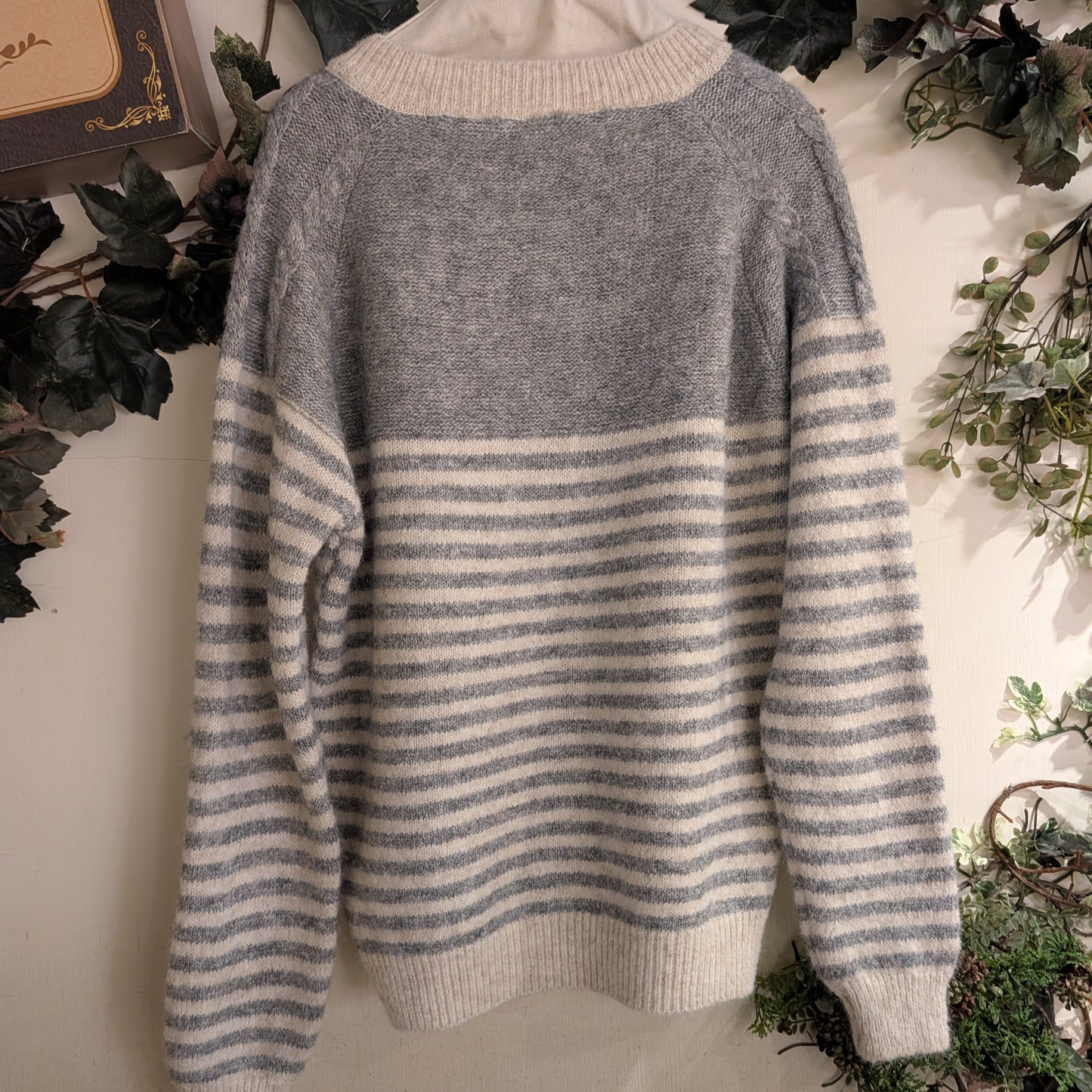 メランジ配色切替カーディガン