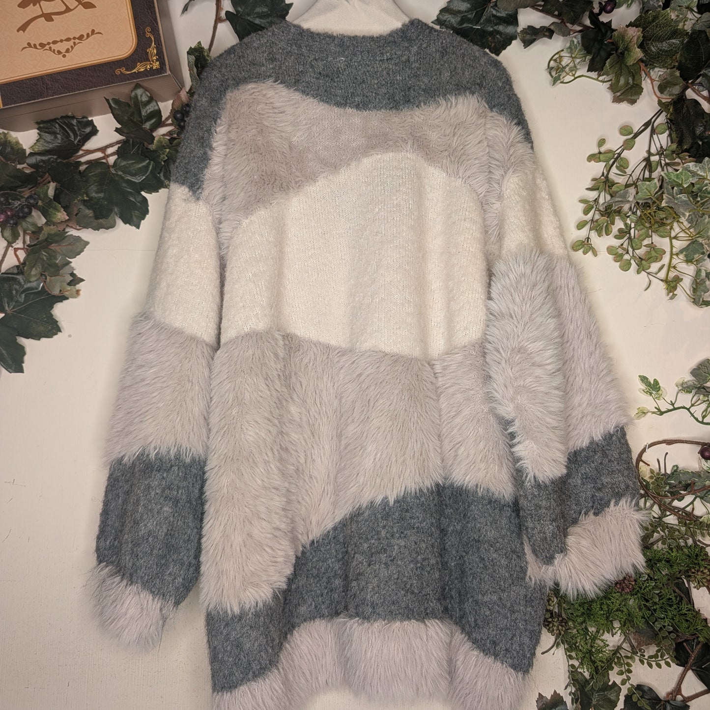 シャギーブークレ異素材カーディガン