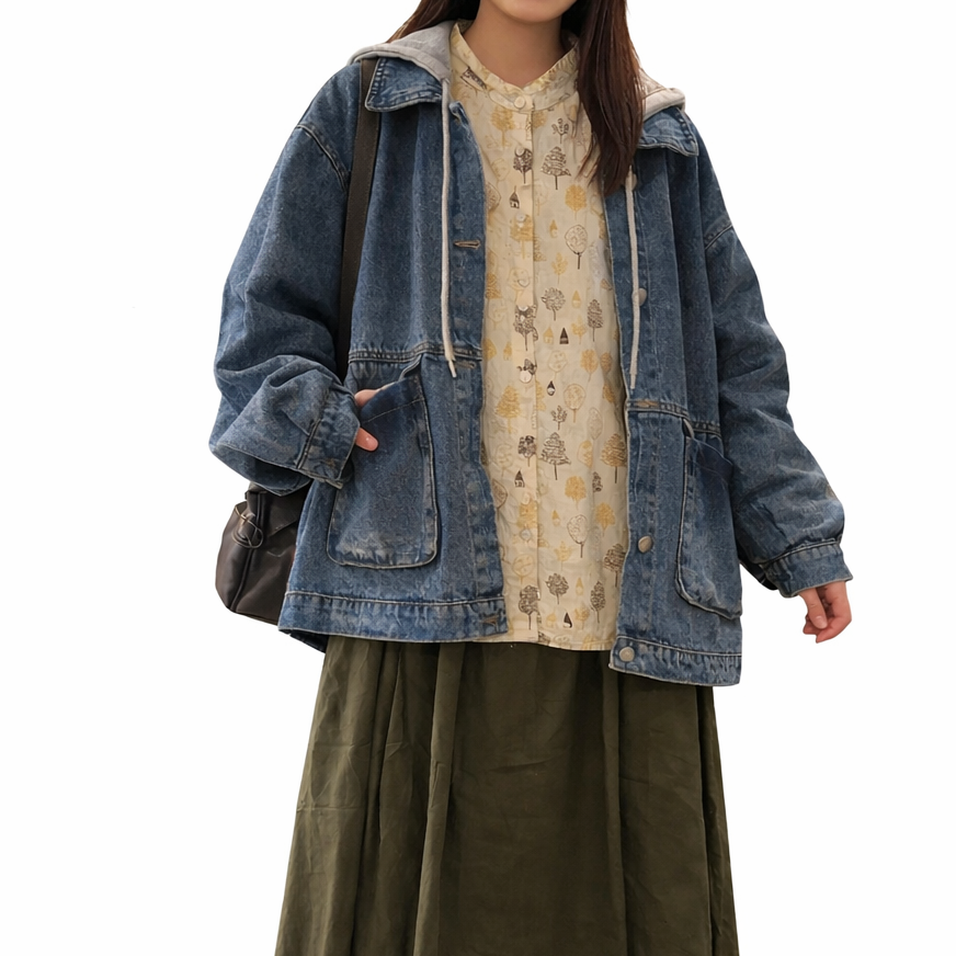 プリントフリルブラウス