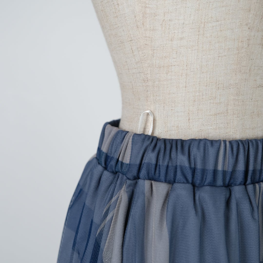 チュールチェック柄ギャザースカート - to blossom (8207673589892)