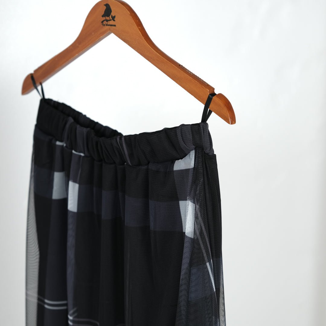 チュールチェック柄ギャザースカート - to blossom (8207673589892)