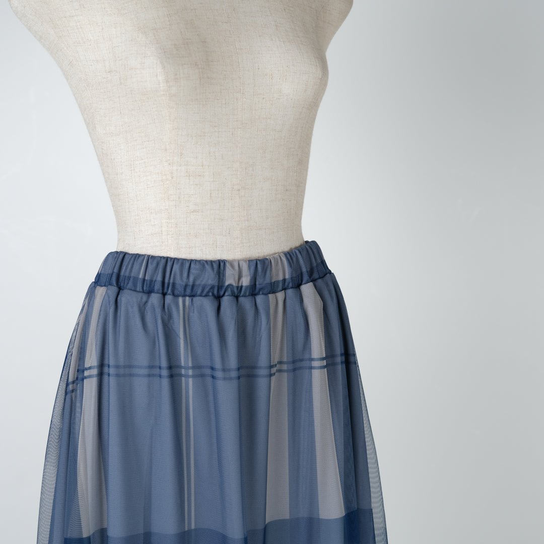 チュールチェック柄ギャザースカート - to blossom (8207673589892)