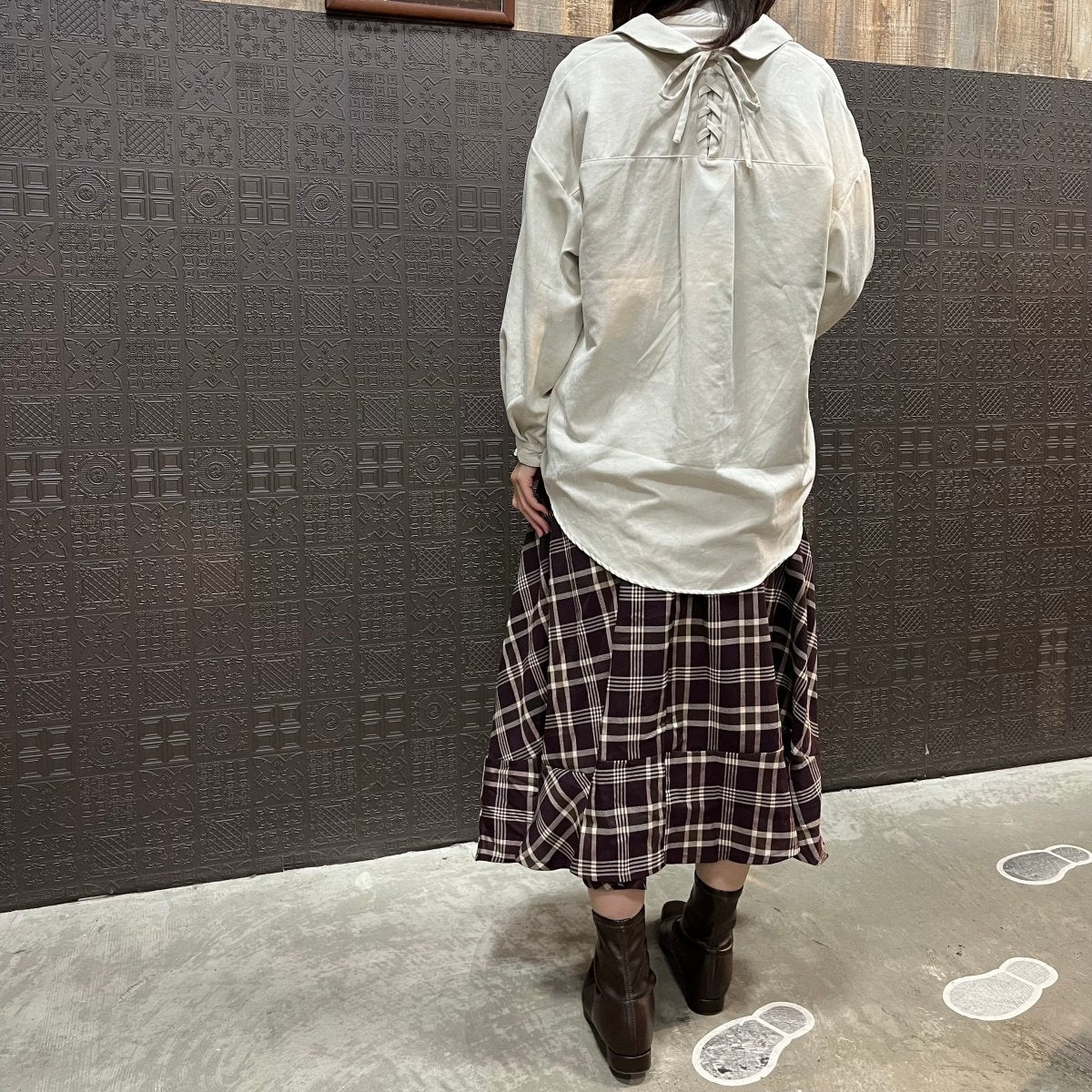 イレギュラーヘムのチェックスカート - to blossom (8166817464452)