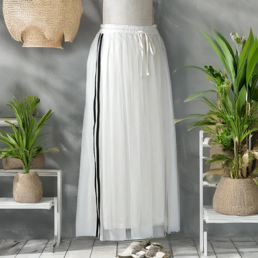 サイドライン入りギャザースカート (8207674605700)