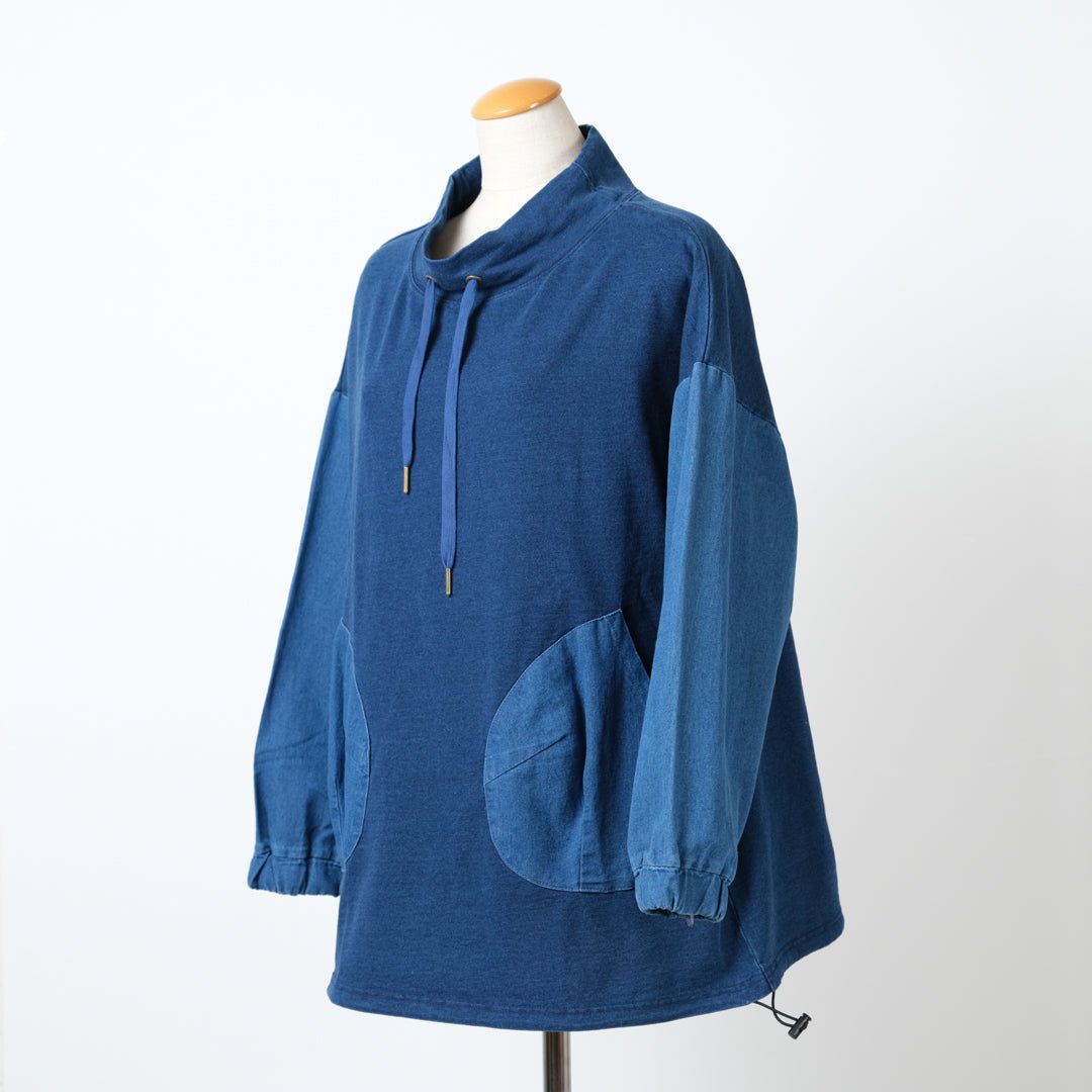 インディゴ裏毛ルーズハイネックドロスト - to blossom (8207635742852)