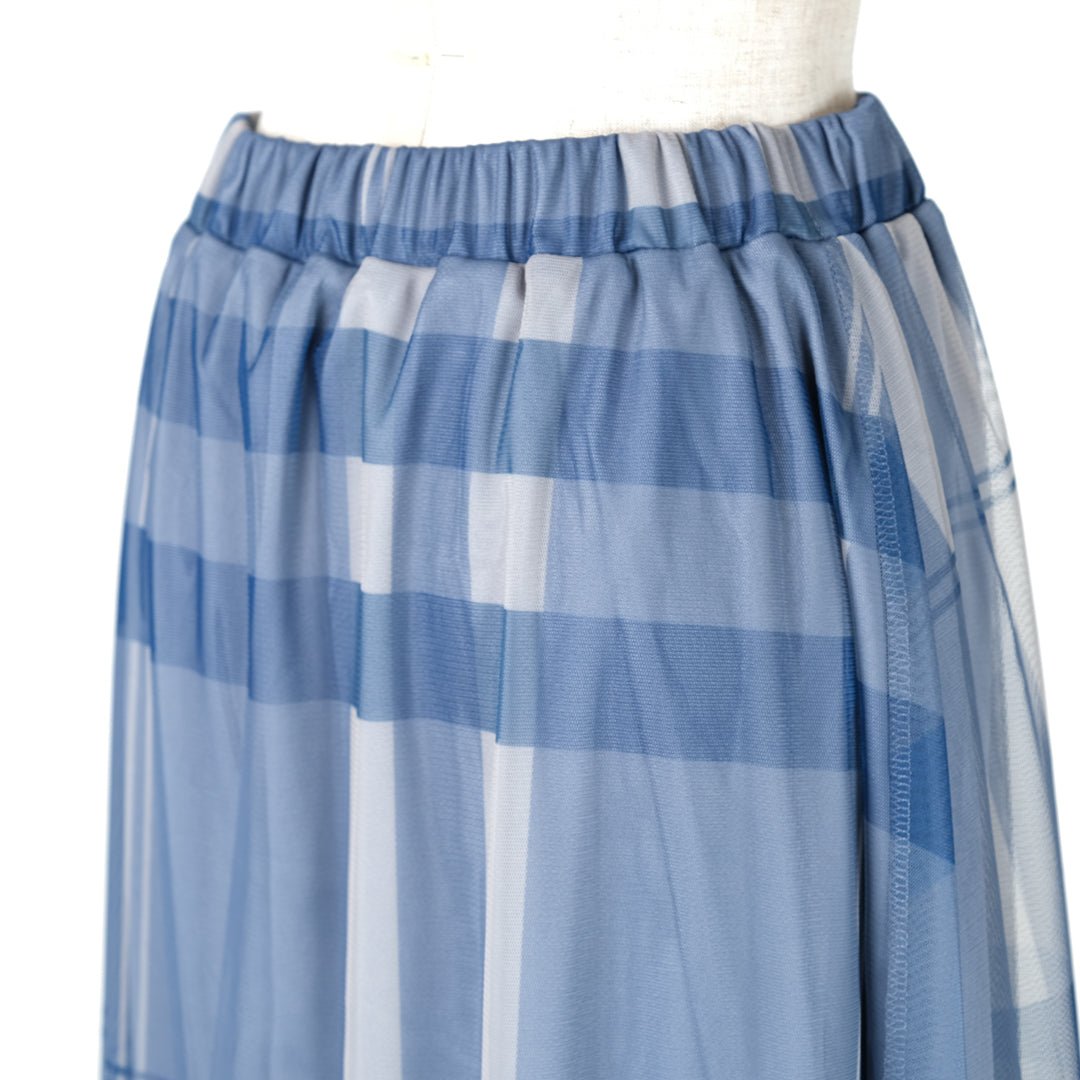 チュールチェック柄ギャザースカート - to blossom (8207673589892)