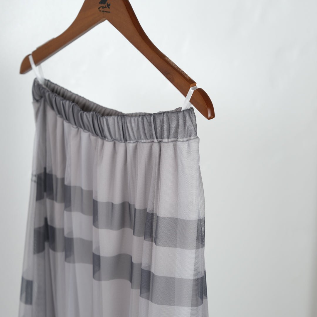 チュールチェック柄ギャザースカート - to blossom (8207673589892)