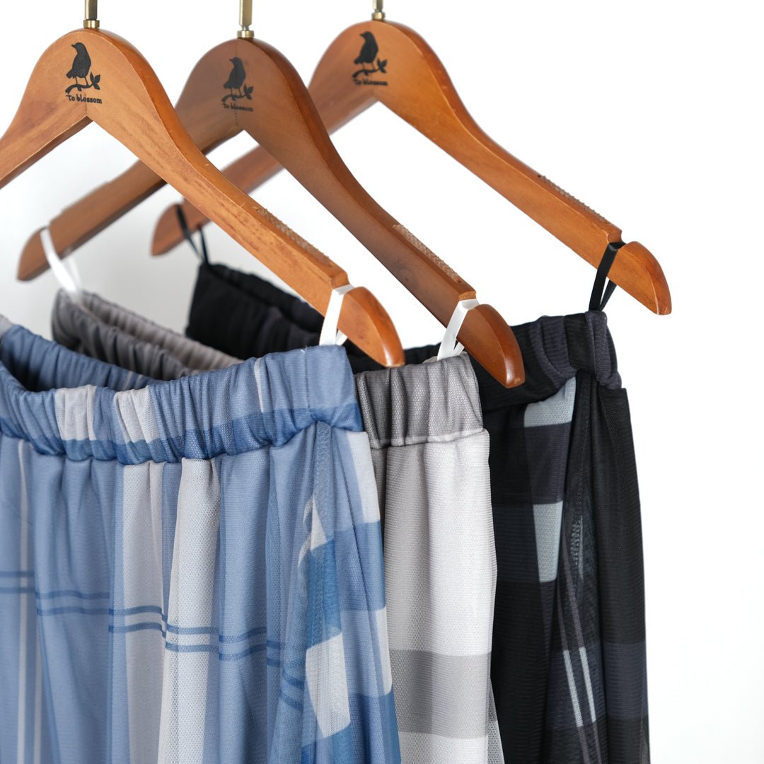 チュールチェック柄ギャザースカート - to blossom (8207673589892)