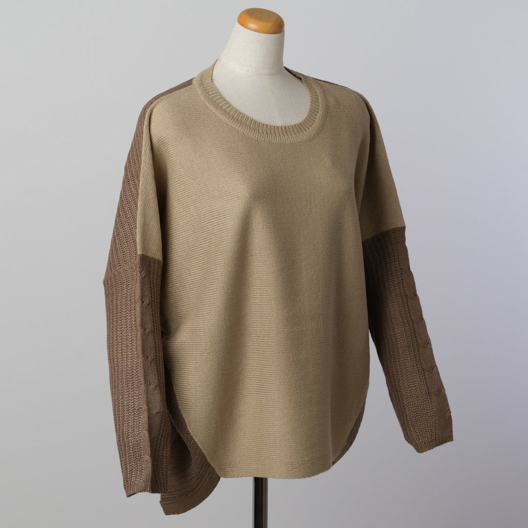 袖ケーブル配色ニットプルオーバー - to blossom (8183231938692)