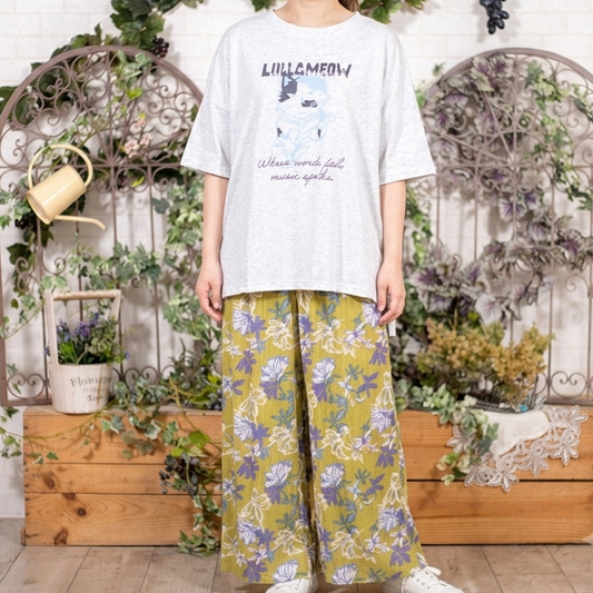 プリントクリンクルパンツ