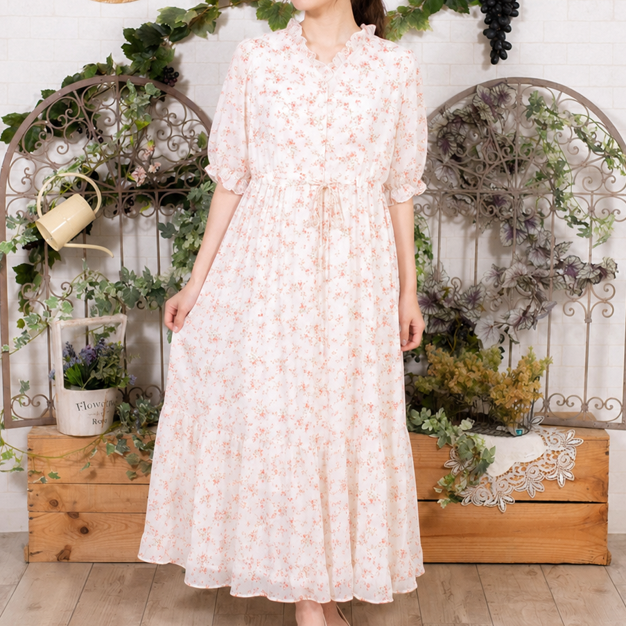 可憐な小花たちのプリーツワンピース