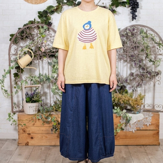 お散歩ﾀﾞｯｸの刺繍Tシャツ
