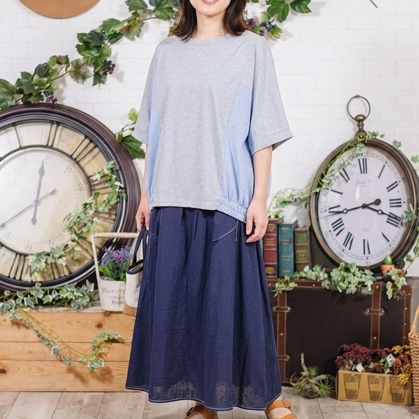 異素材ドルマンＴシャツ