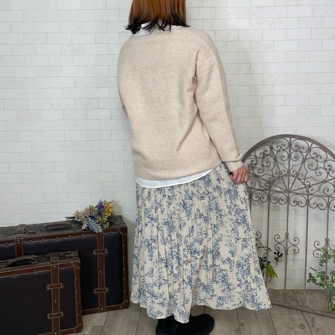 裾フレア花柄プリーツスカート - to blossom (7215448785028)