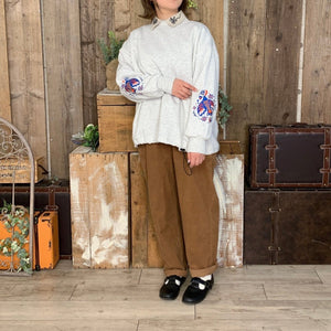 エスニック風鳥刺繍袖の裏シャギープルオーバー - to blossom (7201293140100)