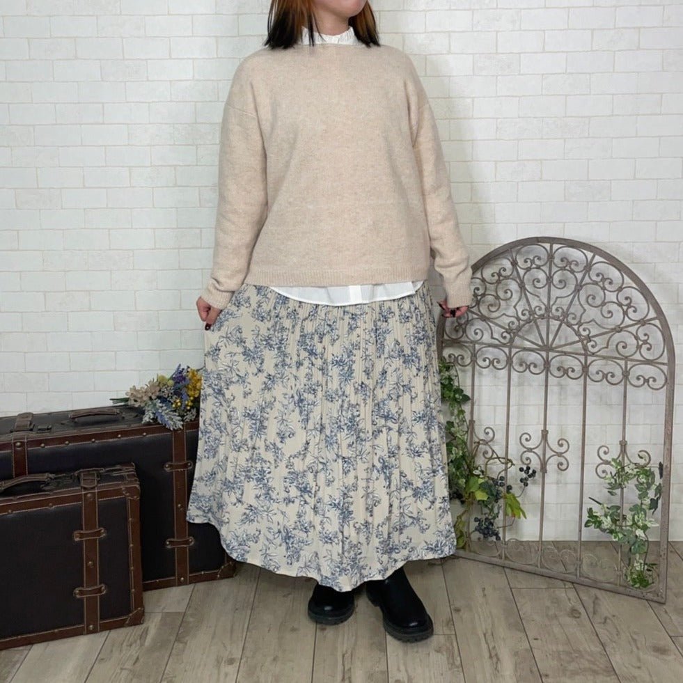 裾フレア花柄プリーツスカート - to blossom (7215448785028)